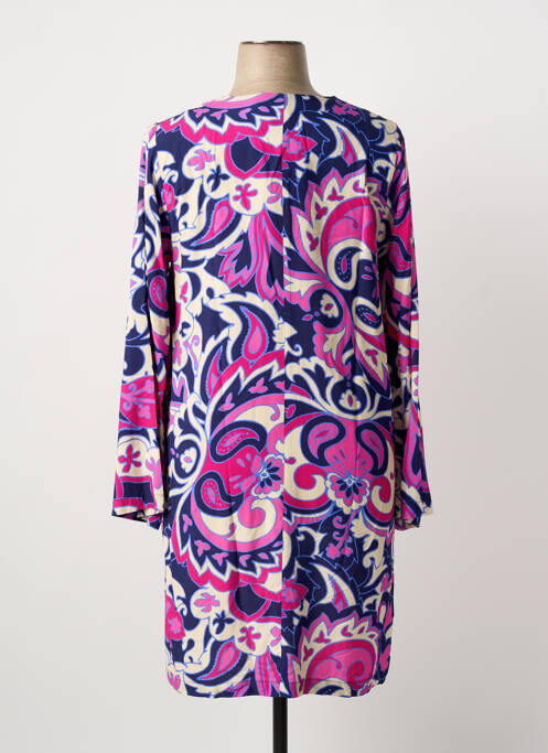 Robe mi-longue imprimé fantaisie manches longues bleu LA FEE MARABOUTEE femme