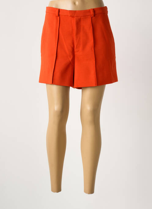 Short taille à pinces taille haute orange IDANO femme