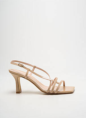 Sandales/nu pieds matière lisse talon de 7 à 9cm beige JULIE DEE femme