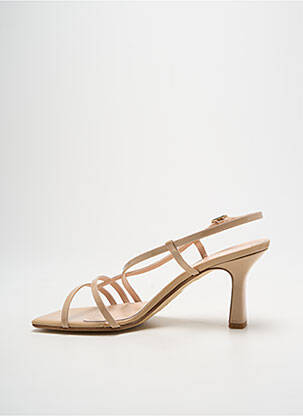 Sandales/nu pieds matière lisse talon de 7 à 9cm beige JULIE DEE femme