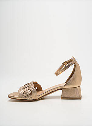 Sandales/nu pieds tissage satiné talon de 4 à 6cm or JULIE DEE femme