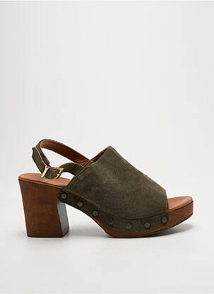 Sandales/nu pieds semi compensé talon de 7 à 9cm vert SMS femme