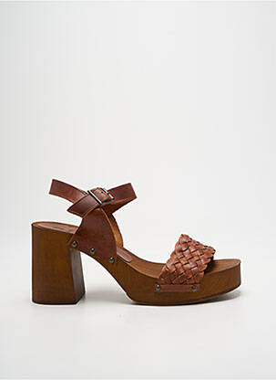 Sandales/nu pieds semi compensé talon de 7 à 9cm marron NIMAL femme