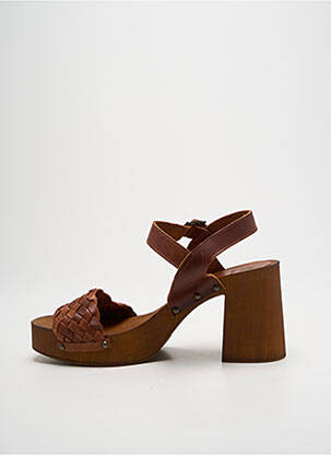 Sandales/nu pieds semi compensé talon de 7 à 9cm marron NIMAL femme