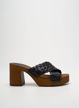 Mules/sabots semi compensé talon de 7 à 9cm noir NIMAL femme