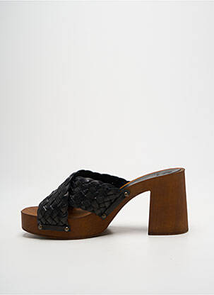 Mules/sabots semi compensé talon de 7 à 9cm noir NIMAL femme