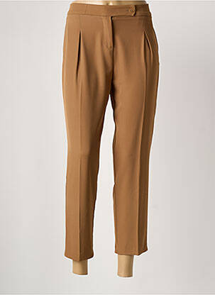Pantalon 7/8 taille à pinces taille normale marron LA FEE MARABOUTEE femme