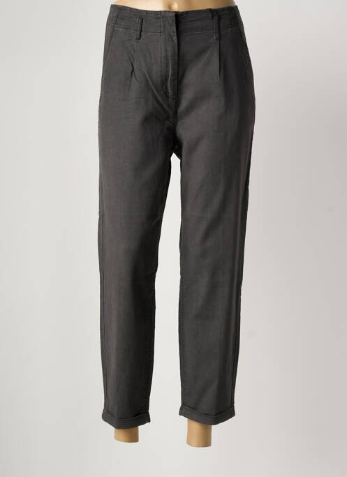 Pantalon chino tissage popeline taille haute gris SANDWICH femme