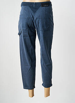 Pantalon 7/8 tissage popeline taille normale bleu EVA KAYAN femme
