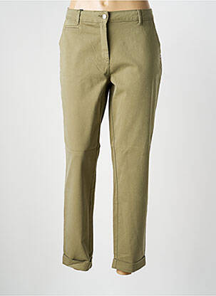 Pantalon chino tissage popeline taille normale vert EVA KAYAN femme