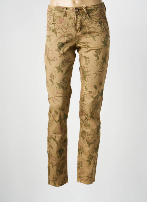 Pantalon slim tissage popeline taille normale marron CREAM femme