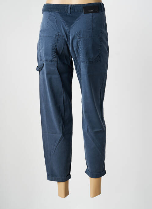 Pantalon 7/8 tissage popeline taille normale bleu EVA KAYAN femme