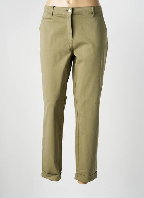 Pantalon chino tissage popeline taille normale vert EVA KAYAN femme