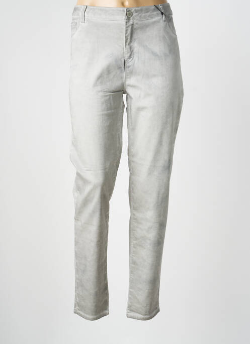 Pantalon slim tissage popeline taille normale gris EVA KAYAN femme
