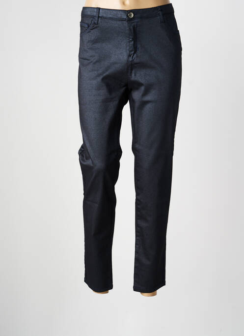 Pantalon slim tissage popeline taille normale bleu EVA KAYAN femme