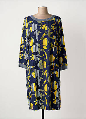 Robe mi-longue imprimé fleurs manches 3/4 bleu SANDWICH femme