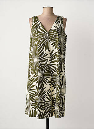 Robe mi-longue imprimé fleurs sans manche vert MARIA BELLENTANI femme