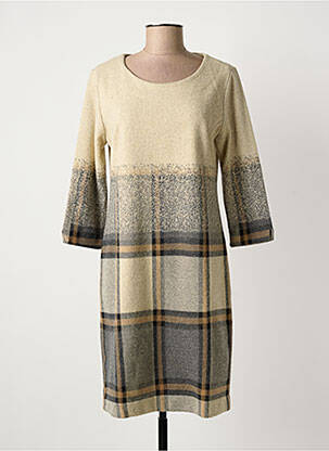 Robe mi-longue manches 3/4 manches 3/4 beige NINATI femme