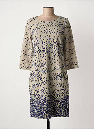 Robe mi-longue manches 3/4 manches 3/4 beige LA FEE MARABOUTEE femme