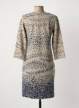 Robe mi-longue manches 3/4 manches 3/4 beige LA FEE MARABOUTEE femme