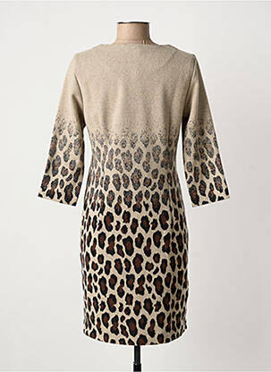 Robe mi-longue manches 3/4 manches 3/4 beige NINATI femme