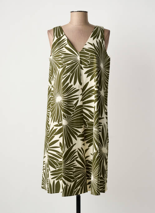 Robe mi-longue imprimé fleurs sans manche vert MARIA BELLENTANI femme