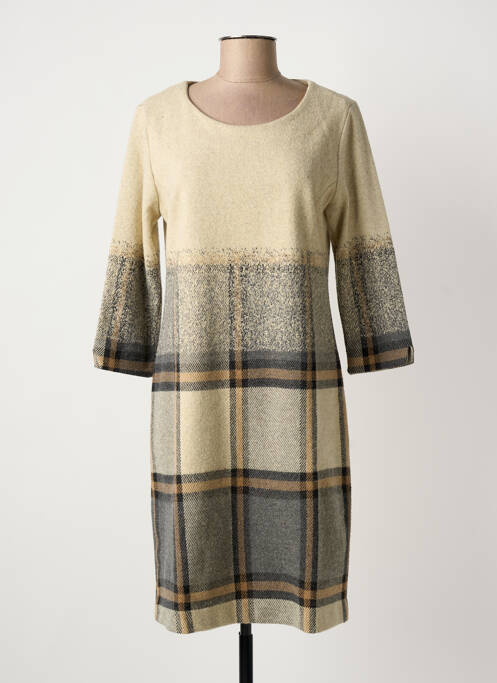 Robe mi-longue manches 3/4 manches 3/4 beige NINATI femme