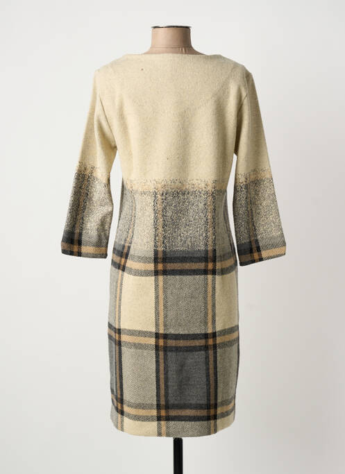 Robe mi-longue manches 3/4 manches 3/4 beige NINATI femme