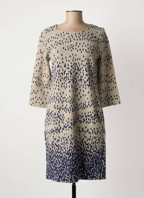 Robe mi-longue manches 3/4 manches 3/4 beige LA FEE MARABOUTEE femme