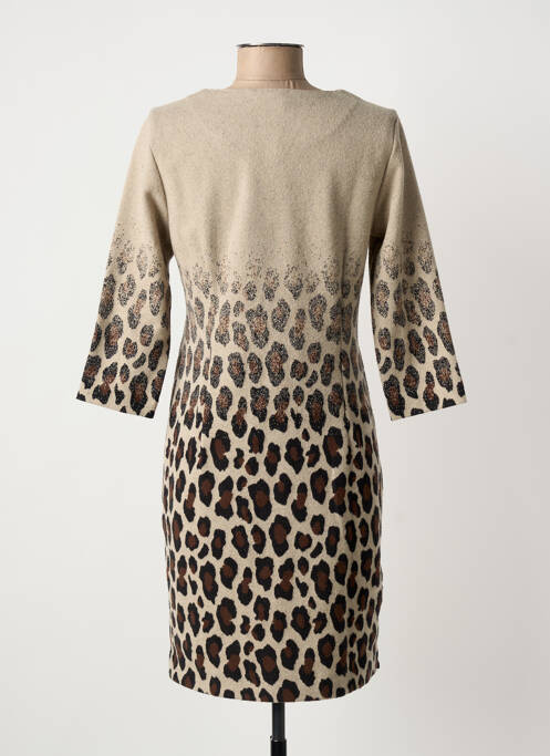 Robe mi-longue manches 3/4 manches 3/4 beige NINATI femme