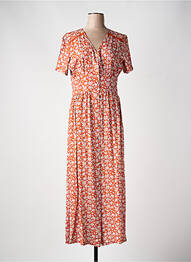 Robe longue imprimé fleurs manches courtes orange CONCEPT K femme
