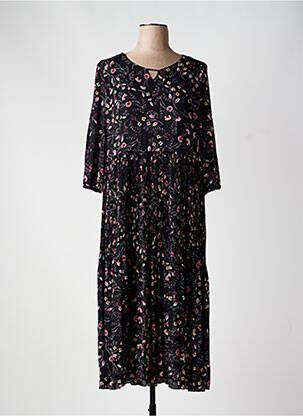 Robe mi-longue imprimé fleurs manches longues noir CONCEPT K femme