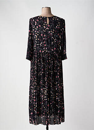Robe mi-longue imprimé fleurs manches longues noir CONCEPT K femme