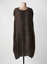 Robe mi-longue imprimé fleurs manches courtes marron ELEMENTE CLEMENTE femme