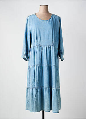Robe mi-longue coupe évasée manches longues bleu CREAM femme