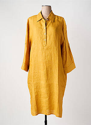 Robe mi-longue manches longues manches longues jaune NINATI femme