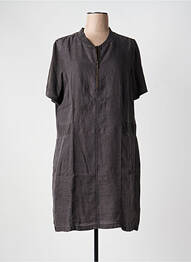 Robe mi-longue tissage crêpe manches courtes gris SANDWICH femme