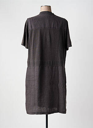 Robe mi-longue tissage crêpe manches courtes gris SANDWICH femme
