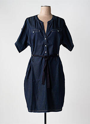Robe mi-longue manches courtes manches courtes bleu EVA KAYAN femme