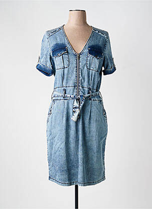 Robe mi-longue manches courtes manches courtes bleu EVA KAYAN femme