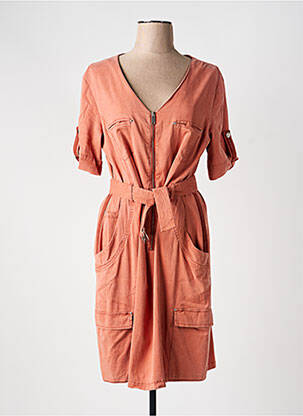 Robe mi-longue manches courtes manches courtes orange EVA KAYAN femme
