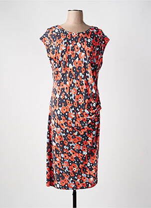 Robe mi-longue imprimé fleurs manches courtes orange SANDWICH femme