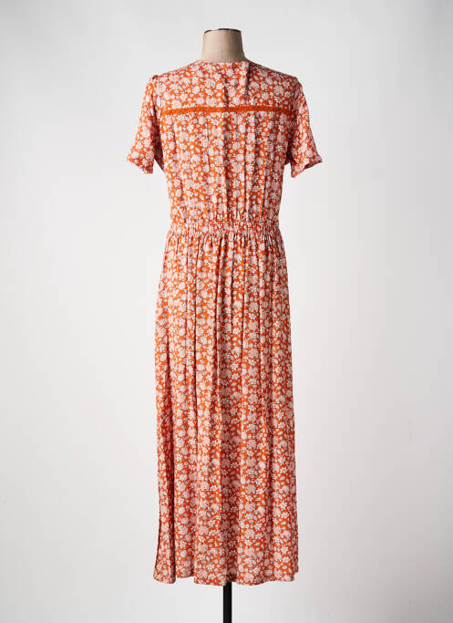 Robe longue imprimé fleurs manches courtes orange CONCEPT K femme