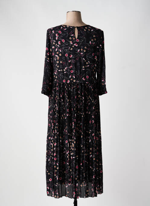 Robe mi-longue imprimé fleurs manches longues noir CONCEPT K femme