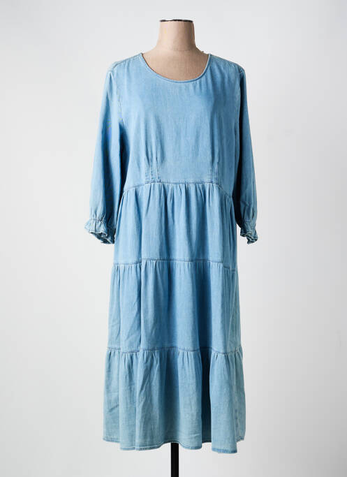 Robe mi-longue coupe évasée manches longues bleu CREAM femme