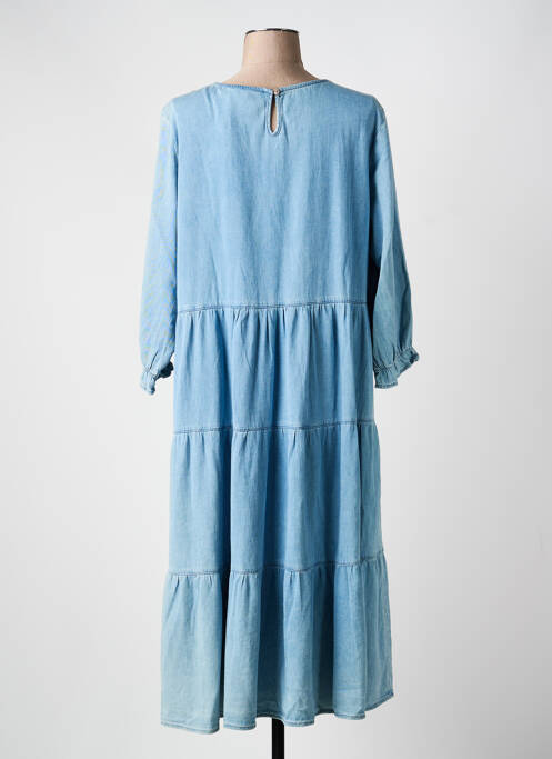 Robe mi-longue coupe évasée manches longues bleu CREAM femme