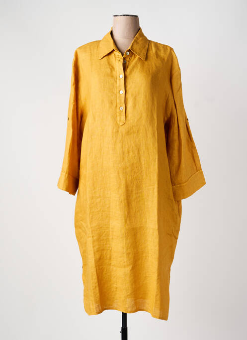 Robe mi-longue manches longues manches longues jaune NINATI femme