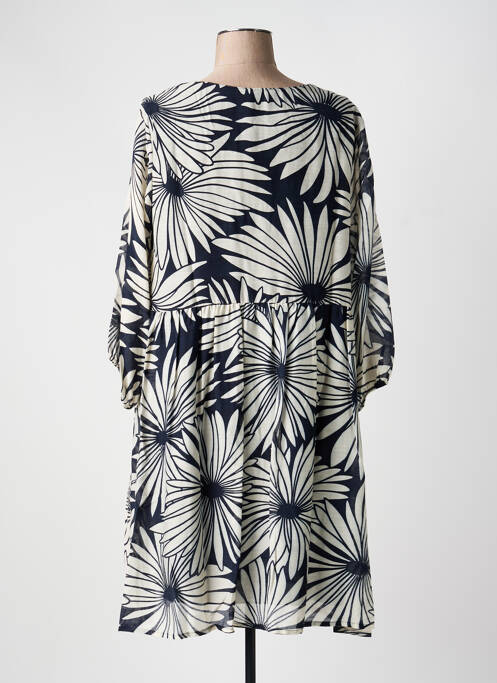 Robe mi-longue coupe fluide manches 3/4 bleu MARIA BELLENTANI femme