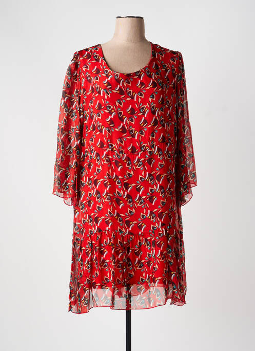 Robe courte manches 3/4 manches 3/4 rouge LA FÉE ATELIER BY LA FÉE MARABOUTÉE femme