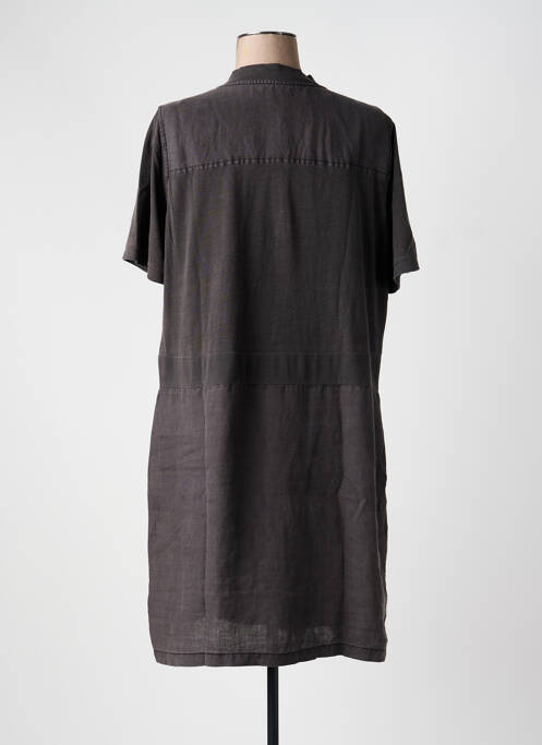 Robe mi-longue tissage crêpe manches courtes gris SANDWICH femme